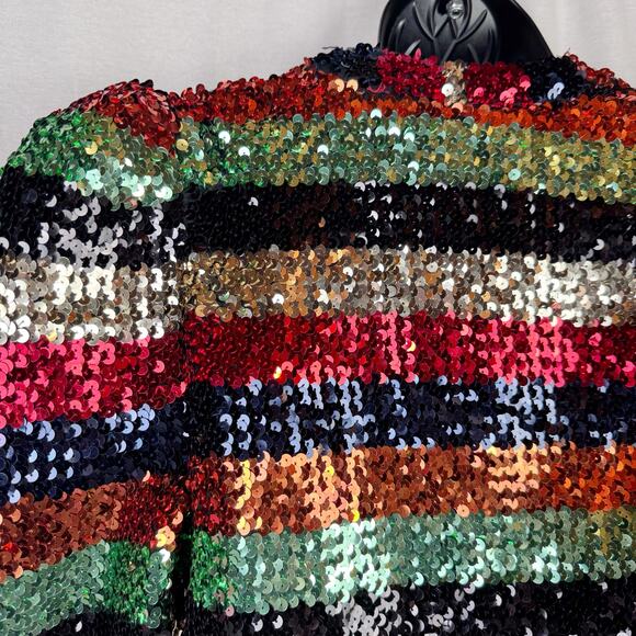 Alice + Olivia Sherryl Rainbow Sequin Cropped Blazer Jacket Puff Sleeves Small - Picture 5 of 7
